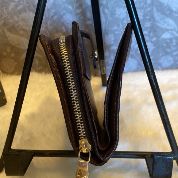 LOUIS VUITON Damier Ebene Brown Check Leather Zippy Compact WALLET EUC - Picture 9 of 17